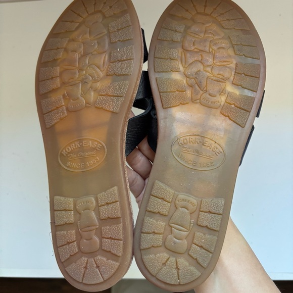 Kork-Ease Brigit black leather knot bow size 6 flip flop sandal casual Cork - Picture 7 of 7